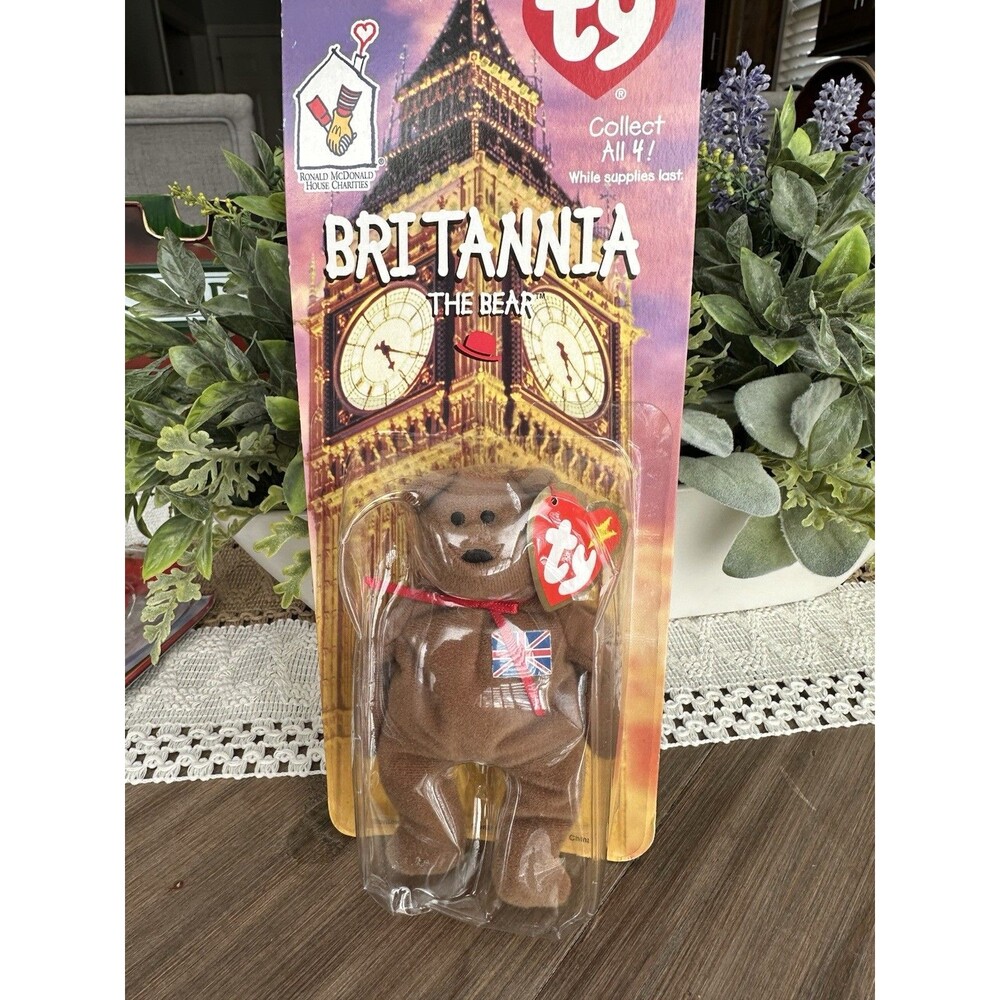 RARE 2 Tag Errors McDonalds TY Beanie Baby BRITANNIA THE BEAR 1993 and Oak Brook